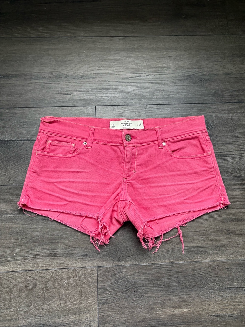 Abercrombie & Fitch Womens Pink Perfect Stretch Cut Off Denim Shorts Size 2 FLAW